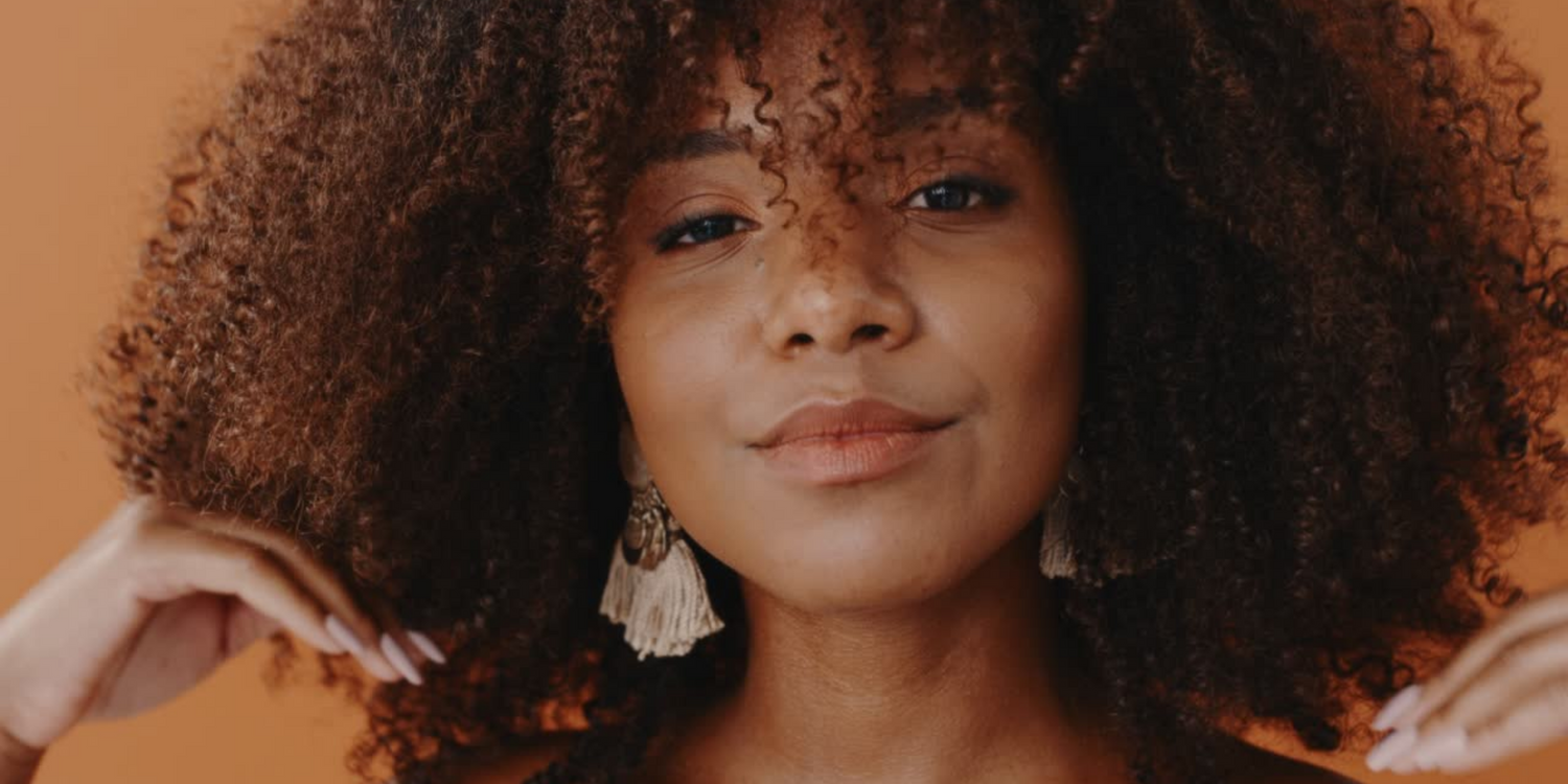 African american woman with natural hair, healthy